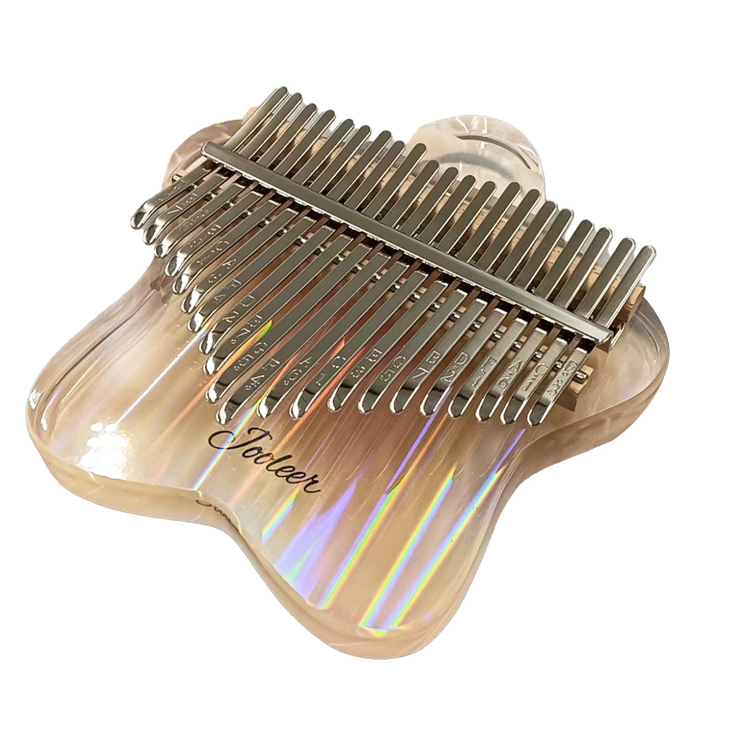 Jooleer 21 Keys Star Shaped Acrylic Kalimba Transparent Iridescent Thumb Piano Smartphone Stand and Case