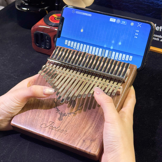 Jooleer 17/21 Keys Black Walnut Kalimba with Smartphone Slot
