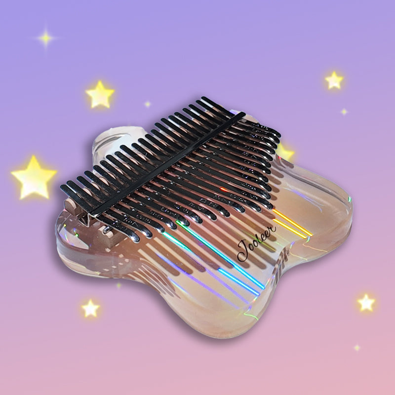 Jooleer 21 Keys Star Shaped Acrylic Kalimba Transparent Iridescent Thumb Piano Smartphone Stand and Case