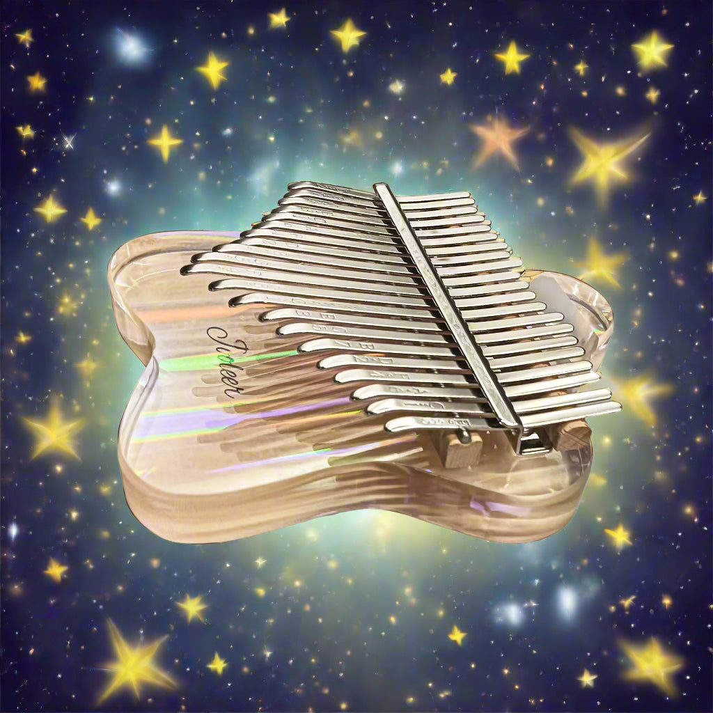 Jooleer 21 Keys Star Shaped Acrylic Kalimba Transparent Iridescent Thumb Piano Smartphone Stand and Case