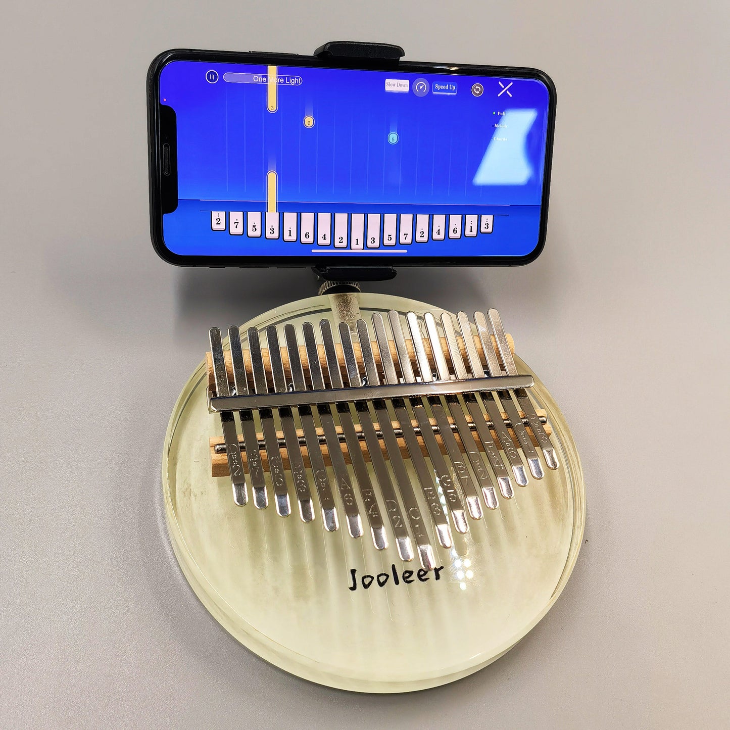 Jooleer 17 Keys Moon Design Acrylic Kalimba with Smartphone Stand and Case