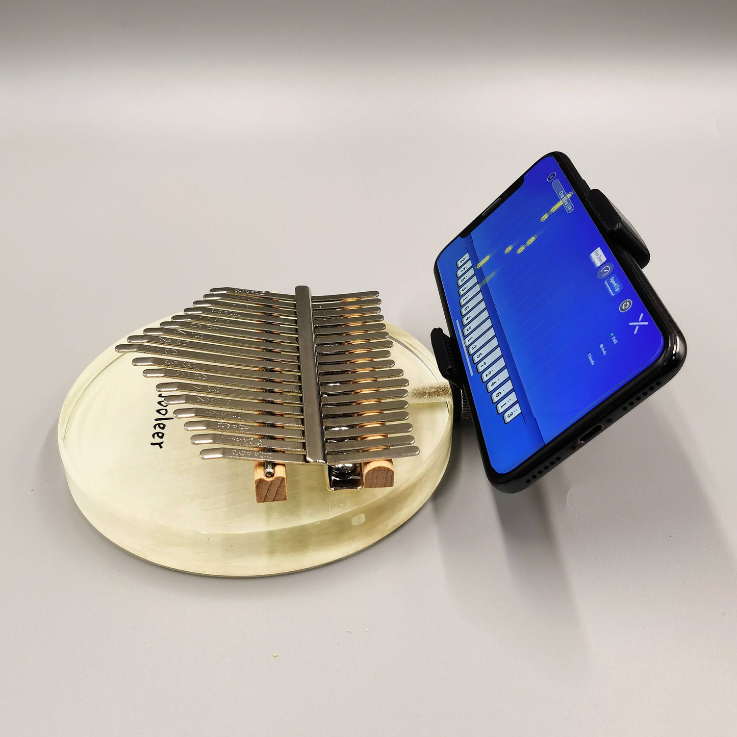 Jooleer 17 Keys Moon Design Acrylic Kalimba with Smartphone Stand and Case