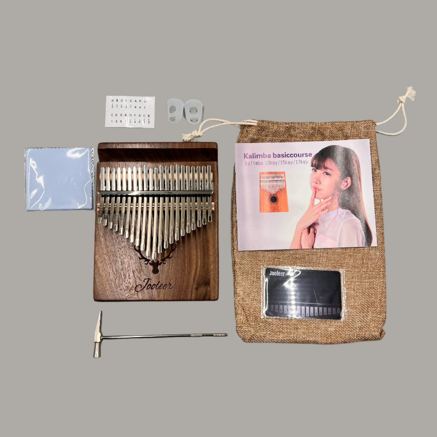 Jooleer 17/21 Keys Black Walnut Kalimba with Smartphone Slot