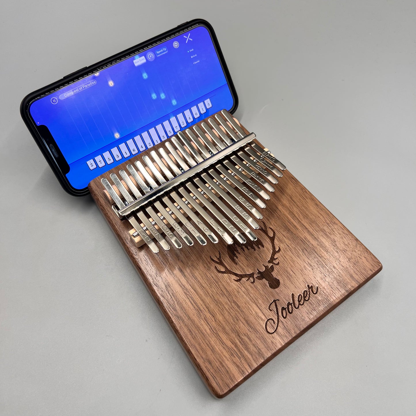 Jooleer 17/21 Keys Black Walnut Kalimba with Smartphone Slot
