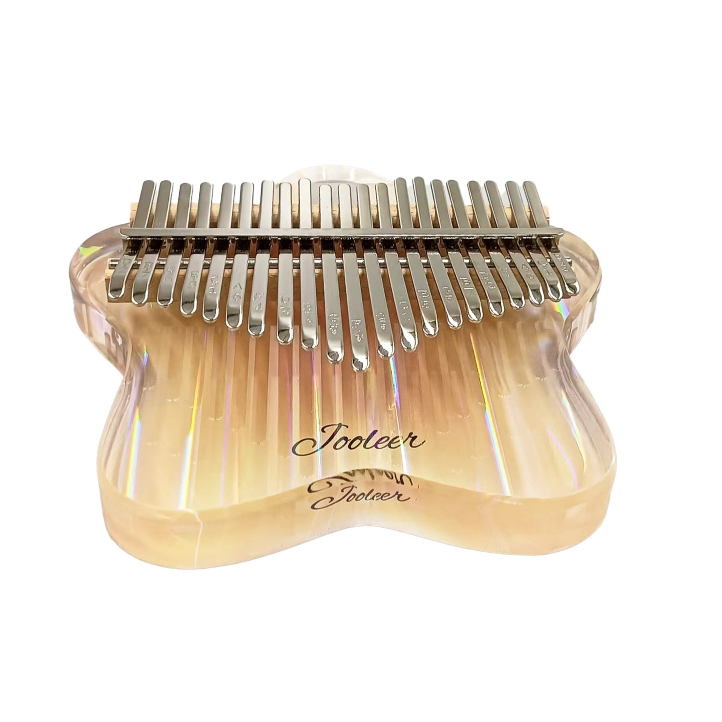 Jooleer 21 Keys Star Shaped Acrylic Kalimba Transparent Iridescent Thumb Piano Smartphone Stand and Case