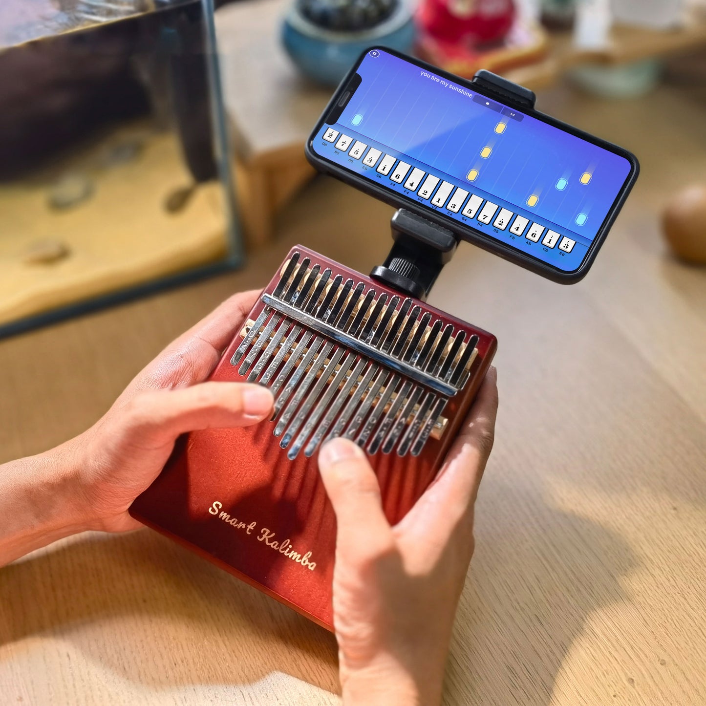 Jooleer Kalimba 17/21 Keys Okoume Wood Board-Style with Smartphone Stand