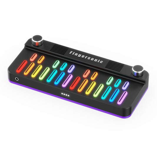 Fingersonic Keys Portable Digital Music Keyboard – 24-Key Mini Piano with Built-in Speaker, Type-C & Headphone App Learning & MIDI USB/Bluetooth Support