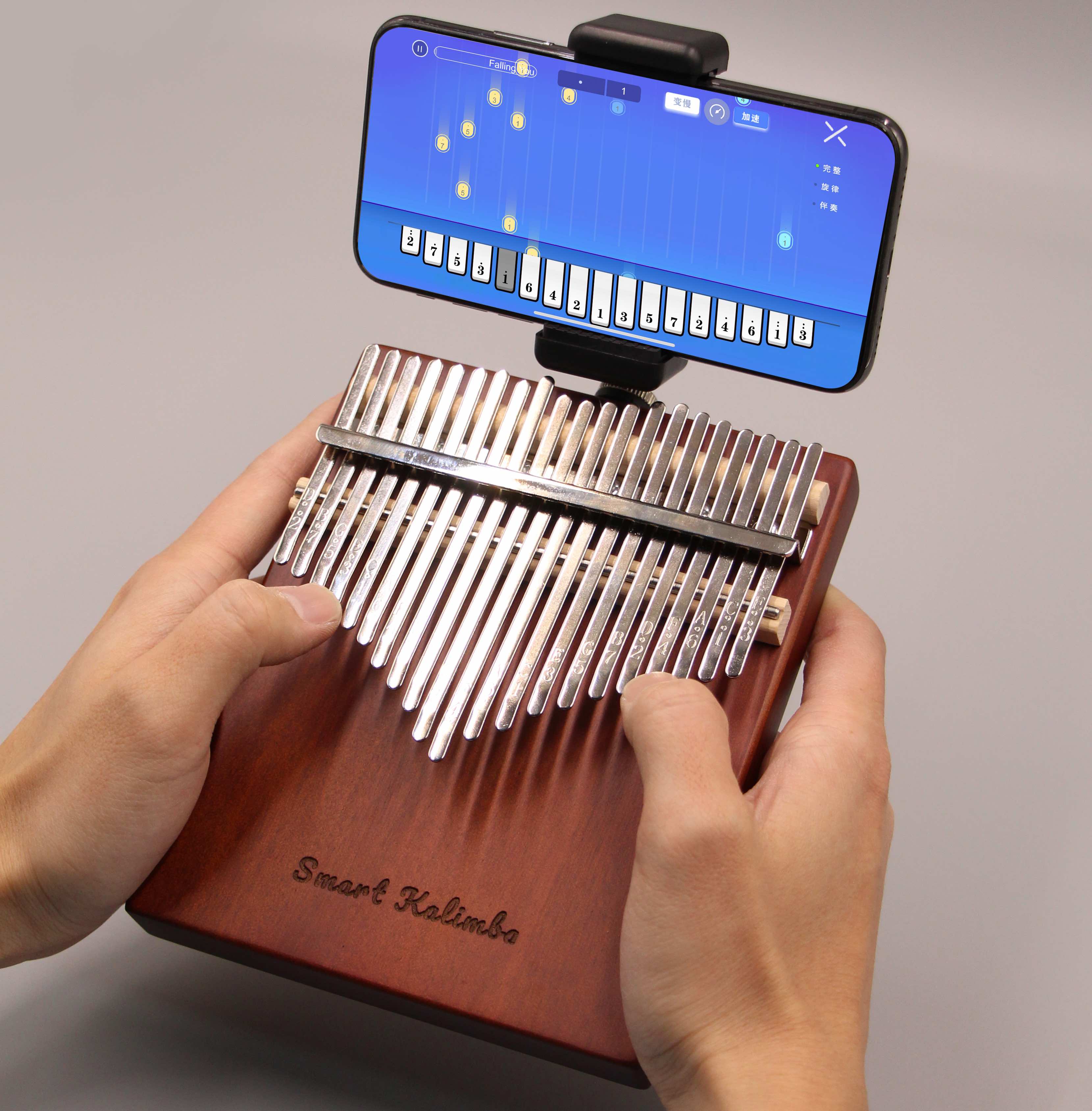 Array Kalimba Jooleer Kalimba 17/21 Keys Okoume Wood Board-Style with Smartphone Sta